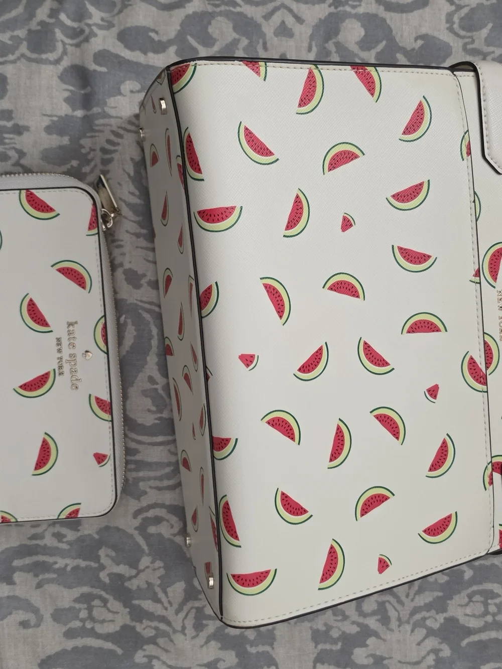 Kate Spade Staci White Watermelon Print Tote with Matching Wallet